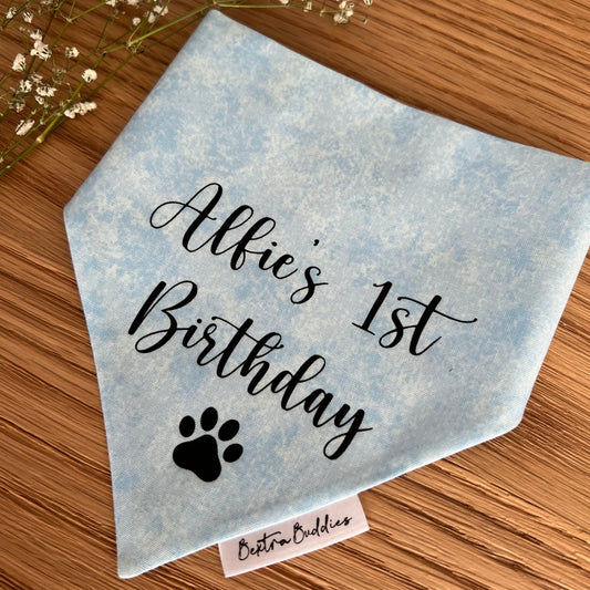 Personalised Blue Birthday Bandana