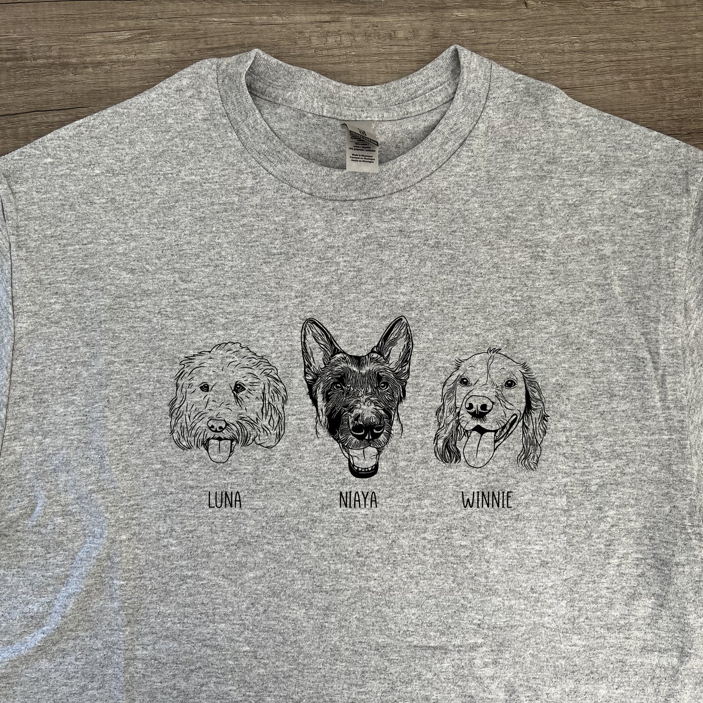 Light Grey Custom Pet Portrait T-Shirt