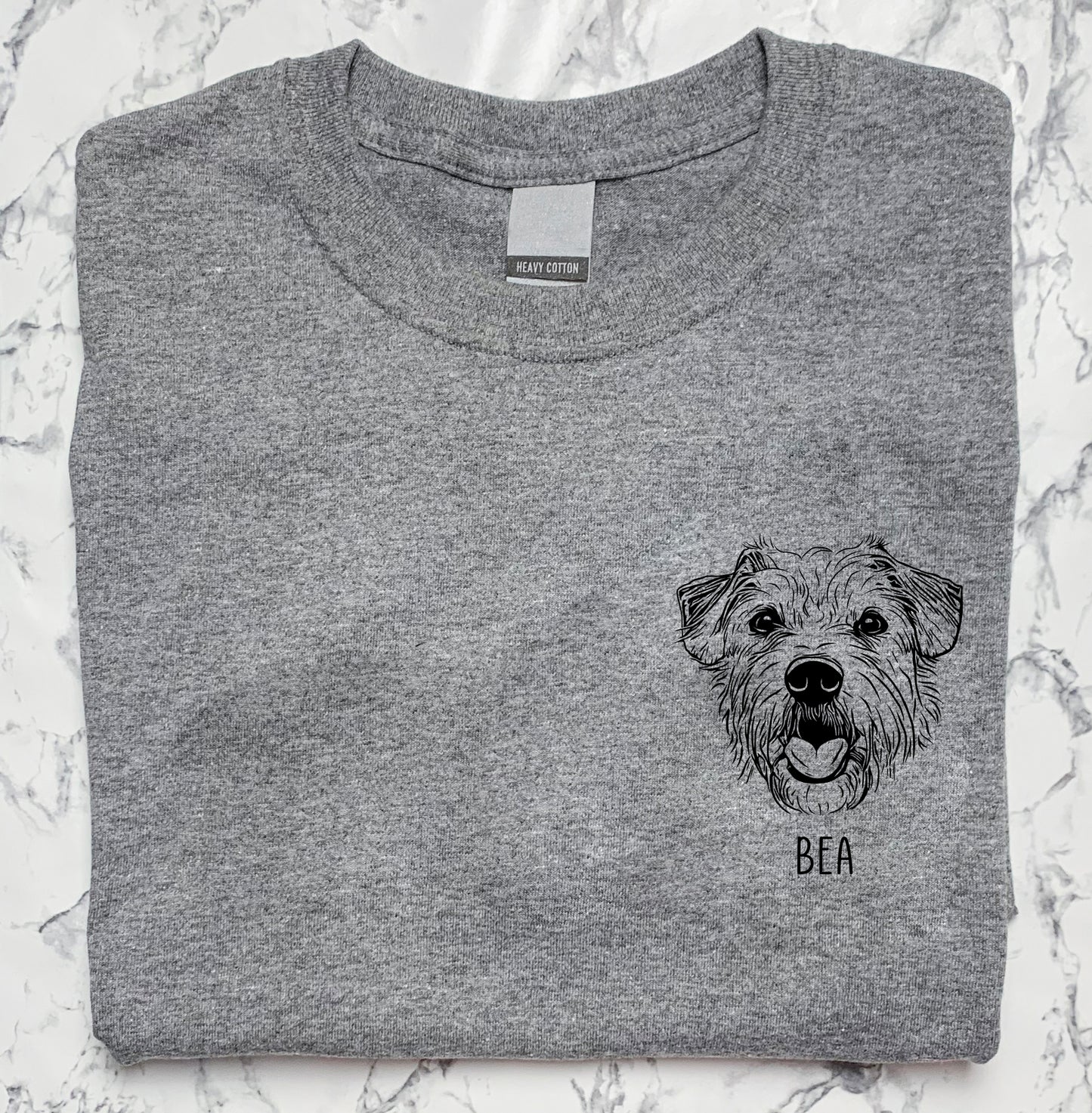 Grey Custom Pet Portrait T-Shirt