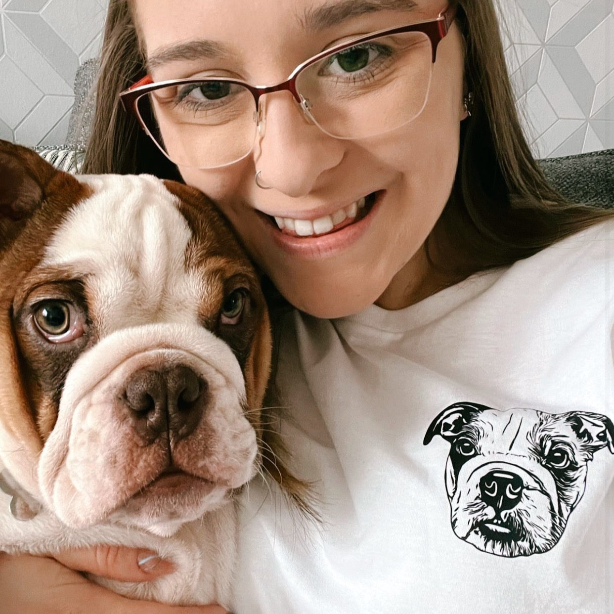 White Custom Pet Portrait T-Shirt