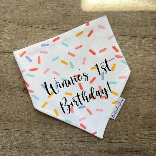 Personalised Birthday Dog Bandana: Sprinkles