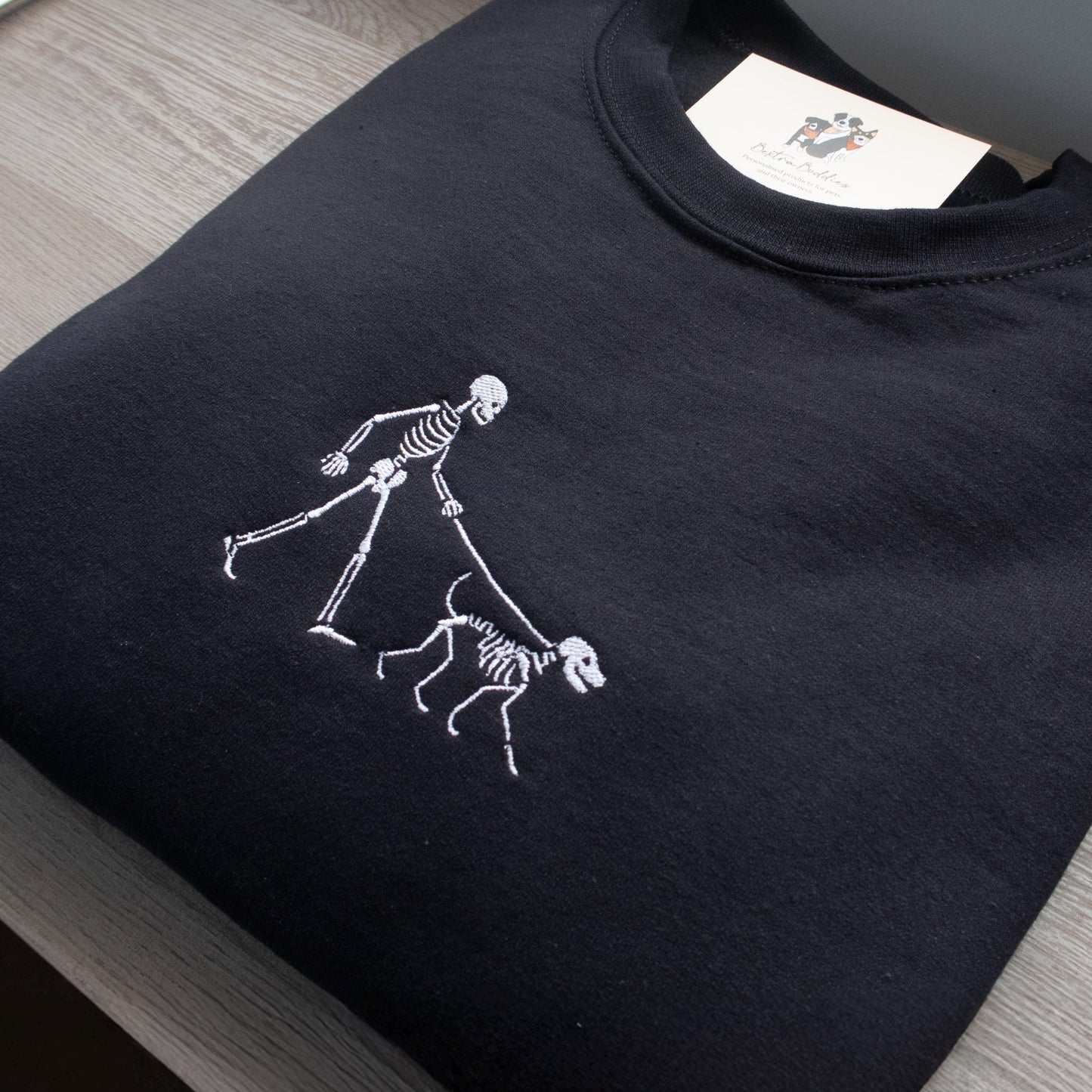 Embroidered Skeleton Dog Walker Sweatshirt