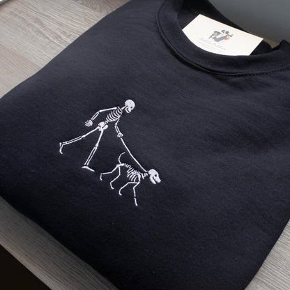 Embroidered Skeleton Dog Walker Sweatshirt