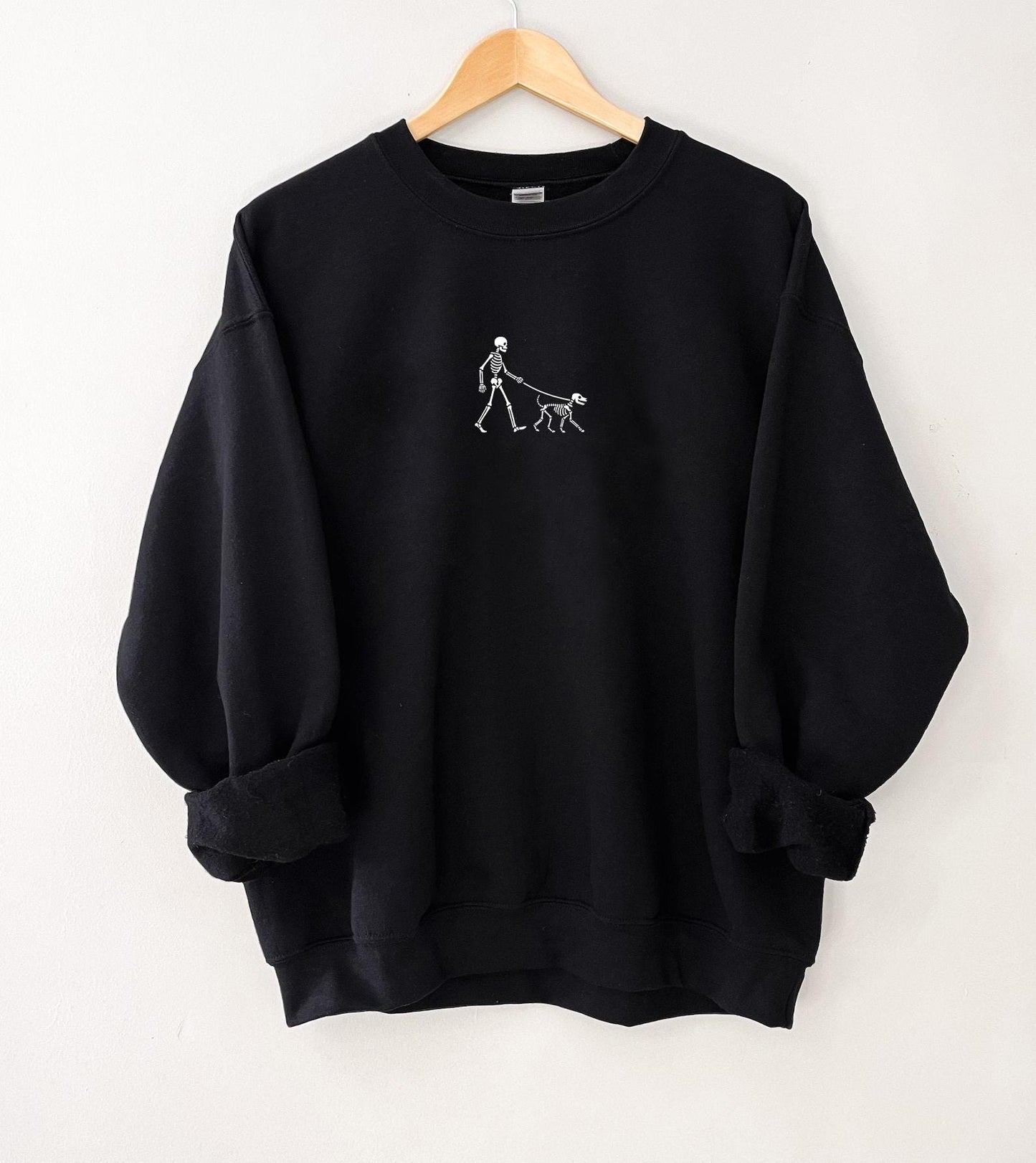 Embroidered Skeleton Dog Walker Sweatshirt