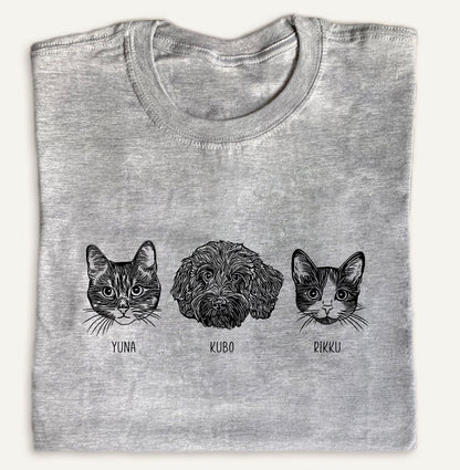 Light Grey Custom Pet Portrait T-Shirt