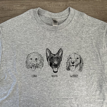 Light Grey Custom Pet Portrait T-Shirt