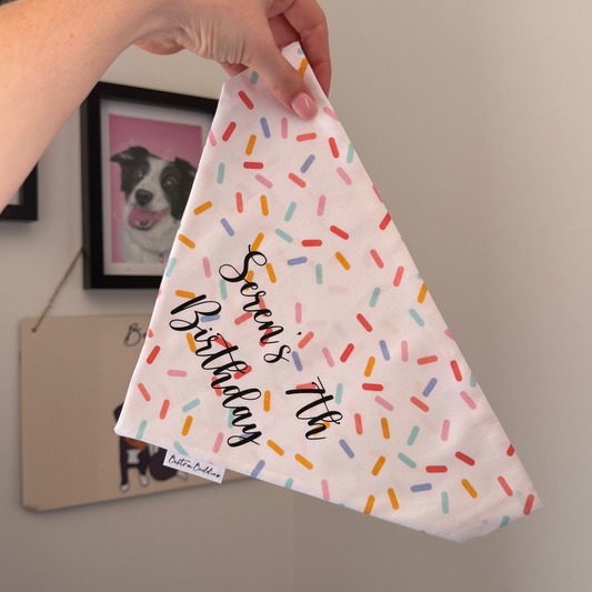 Personalised Birthday Dog Bandana: Sprinkles