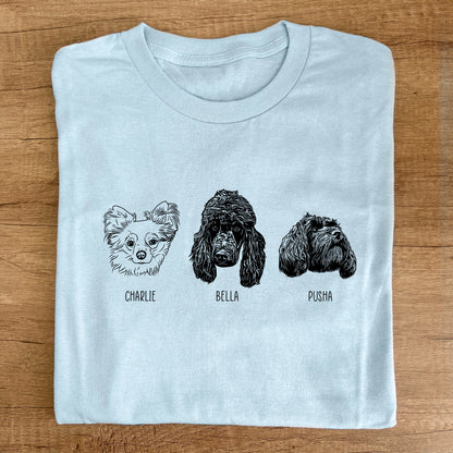 Blue Custom Pet Portrait T-Shirt