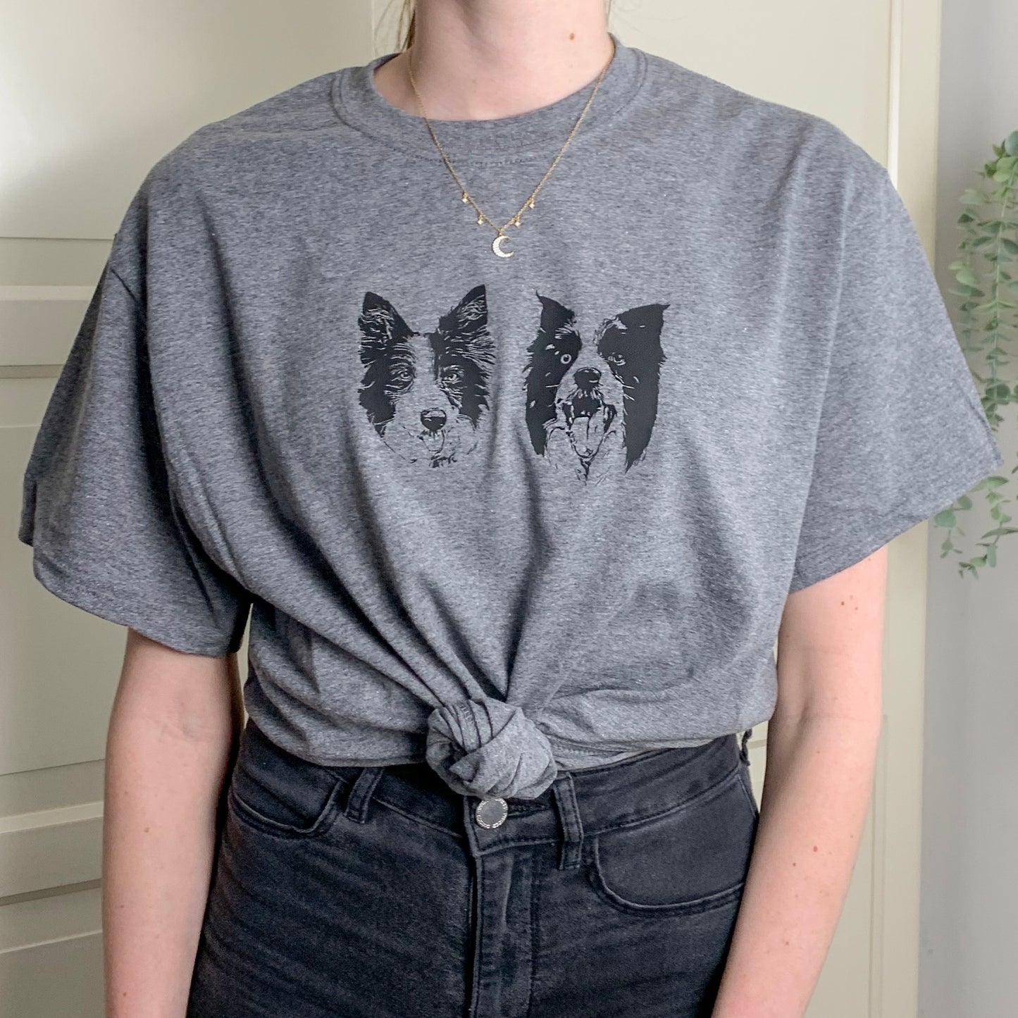 Grey Custom Pet Portrait T-Shirt