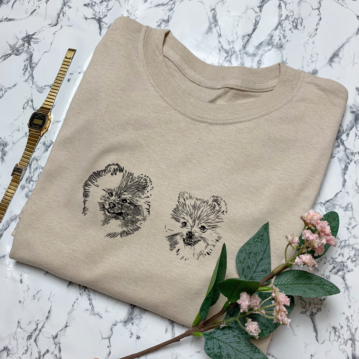 Sand Custom Pet Portrait T-Shirt